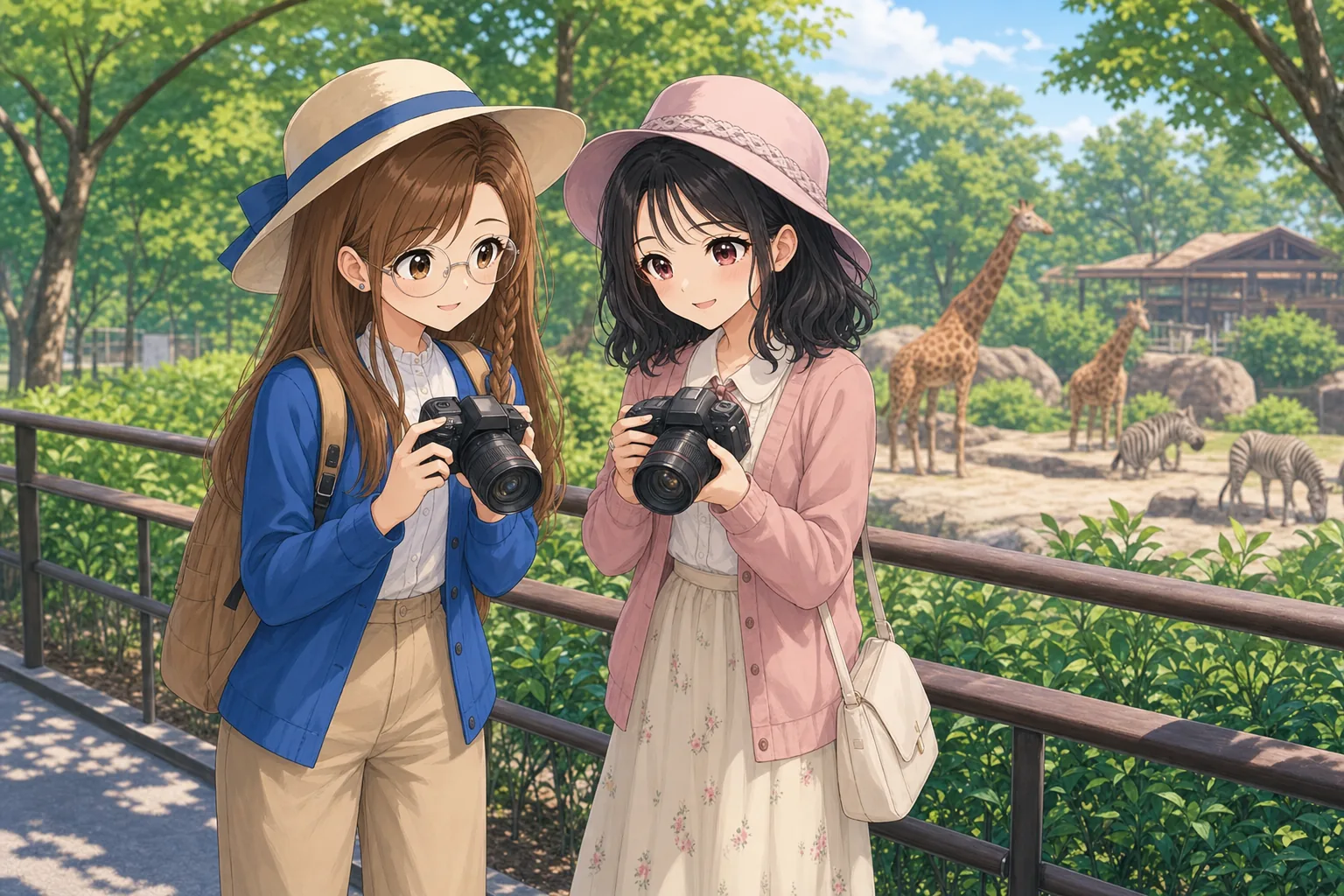 蜂谷まこと、小夜川ほのかが動物園で写真散歩を楽しむ様子